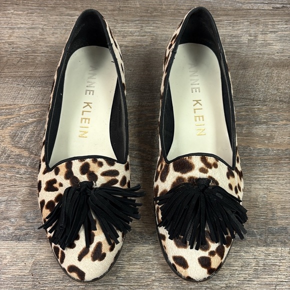 Anne Klein DEVINA Leopard Print Leather Loafers Size 7 - Picture 2 of 7